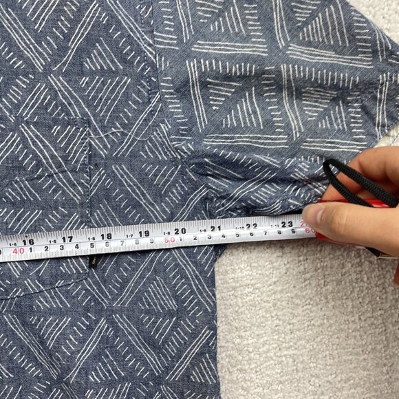 Quicksilver Modern Fit Men's L Light Blue Doodle Button Up Short Sleeve Shirt - Picture 9 of 16